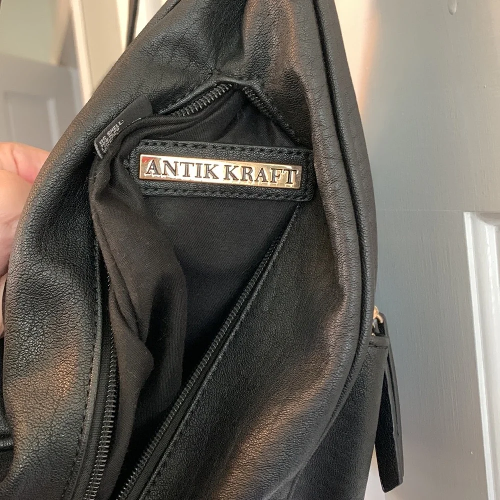 Faux leather black convertible crossbody/mini backpack purse - Picture 6 of 11